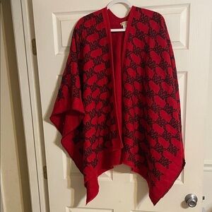 Michael Kors Red and Black Patterned Women's Poncho